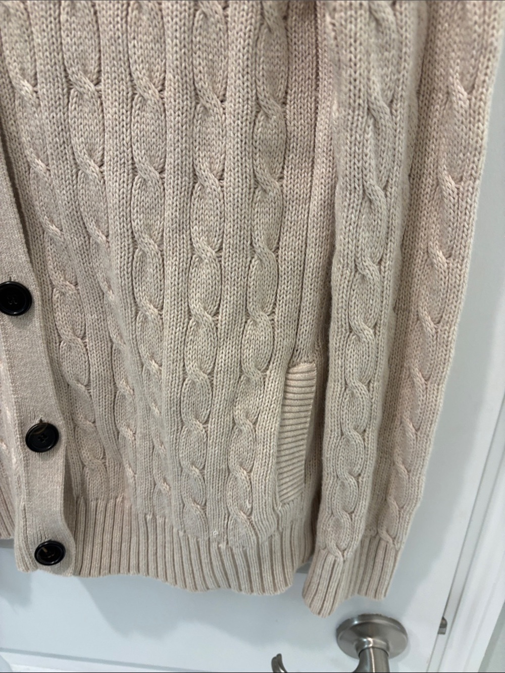 Lacoste Beige Cable-Knit Button Cardigan - Picture 6 of 7
